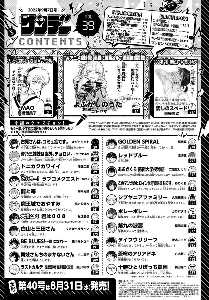 Weekly Shōnen Sunday - 週刊少年サンデー - Chapter 2022-39 - Page 2