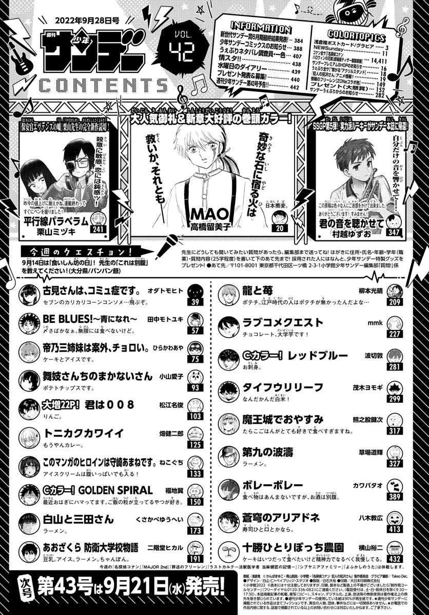 Weekly Shōnen Sunday - 週刊少年サンデー - Chapter 2022-42 - Page 436
