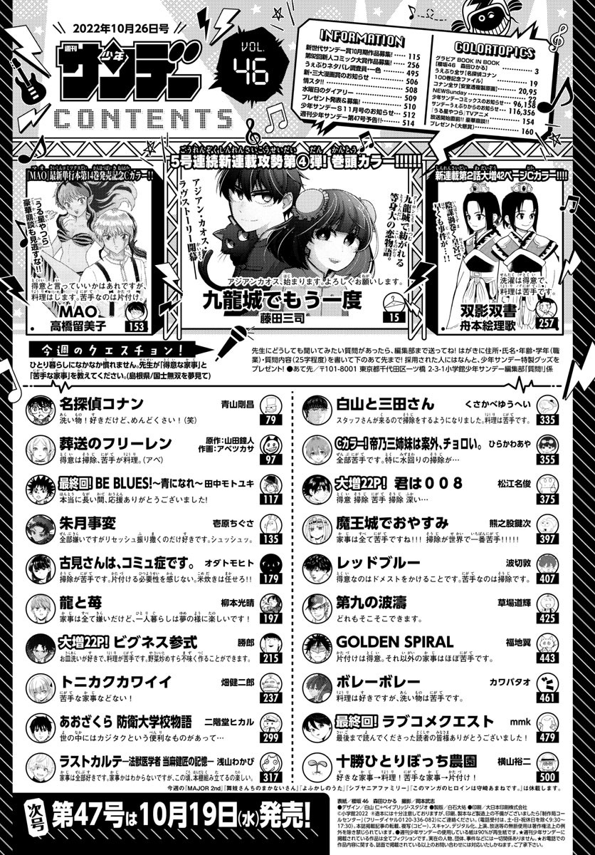 Weekly Shōnen Sunday - 週刊少年サンデー - Chapter 2022-46 - Page 2