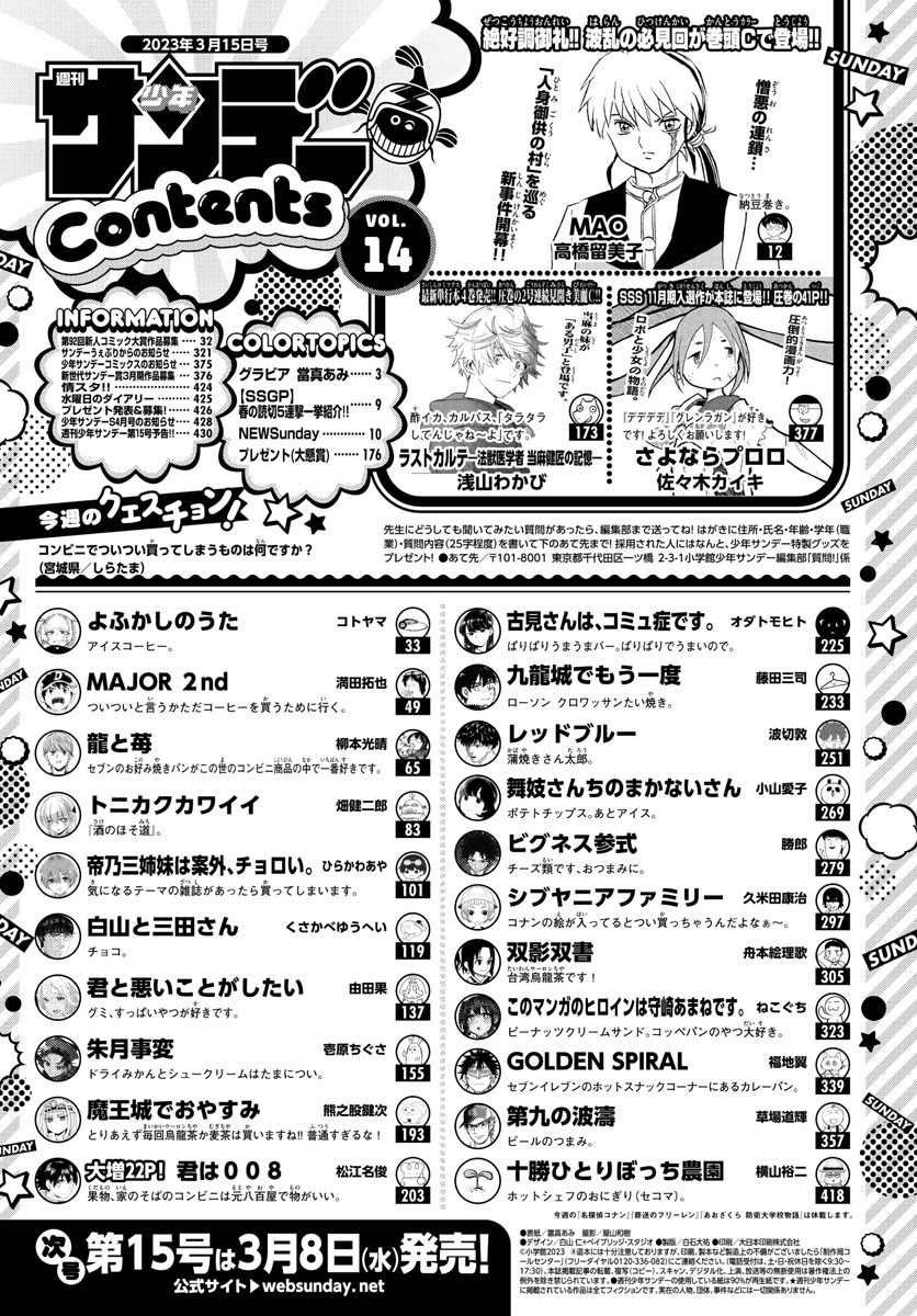 Weekly Shōnen Sunday - 週刊少年サンデー - Chapter 2023-14 - Page 431