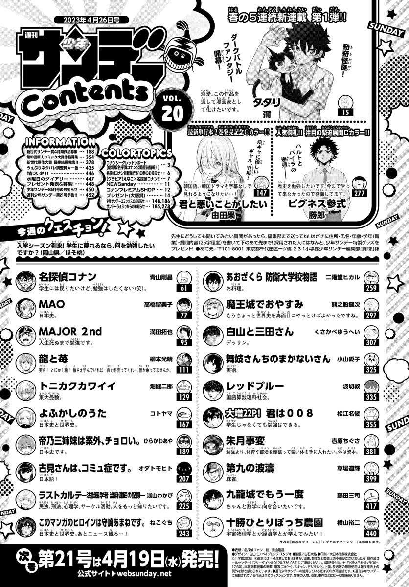 Weekly Shōnen Sunday - 週刊少年サンデー - Chapter 2023-20 - Page 2