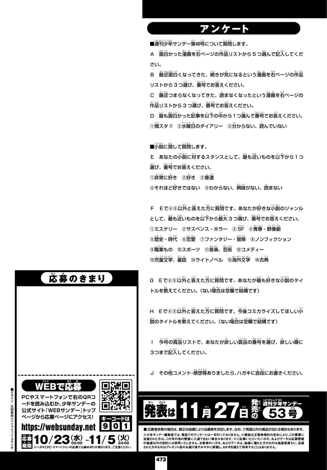 Weekly Shōnen Sunday - 週刊少年サンデー - Chapter 2024-48 - Page 470